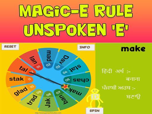 Magic-E Rule ~ unspoken 'e'
