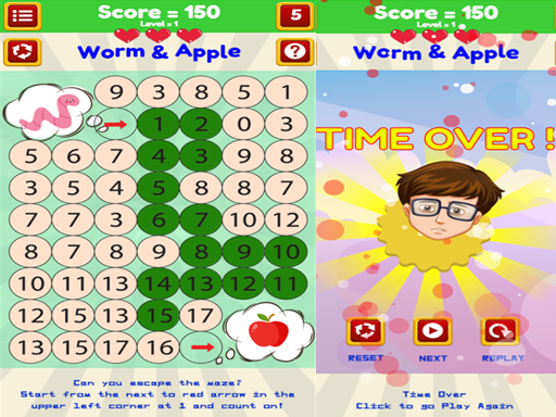 Math Maze from 1 to 16